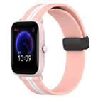 For Amazfit Pop Pro 20mm Folding Magnetic Clasp Silicone Watch Band(Pink+White) - 1