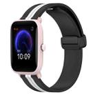 For Amazfit Pop Pro 20mm Folding Magnetic Clasp Silicone Watch Band(Black+White) - 1