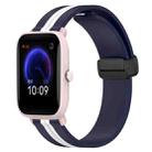 For Amazfit Pop Pro 20mm Folding Magnetic Clasp Silicone Watch Band(Midnight Blue + White) - 1