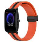 For Amazfit Pop 20mm Folding Magnetic Clasp Silicone Watch Band(Orange+Black) - 1