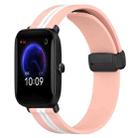 For Amazfit Pop 20mm Folding Magnetic Clasp Silicone Watch Band(Pink+White) - 1