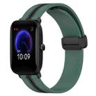 For Amazfit Pop 20mm Folding Magnetic Clasp Silicone Watch Band(Olive Green + Black) - 1