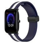 For Amazfit Pop 20mm Folding Magnetic Clasp Silicone Watch Band(Midnight Blue + White) - 1