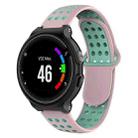 For Garmin Forerunner 230 Two-Color Punched Breathable Silicone Watch Band(Pink+Teal) - 1