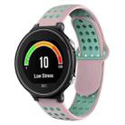 For Garmin Forerunner 630 Two-Color Punched Breathable Silicone Watch Band(Pink+Teal) - 1