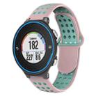 For Garmin Forerunner 620 Two-Color Punched Breathable Silicone Watch Band(Pink+Teal) - 1