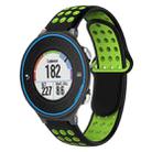 For Garmin Forerunner 620 Two-Color Punched Breathable Silicone Watch Band(Black+Green) - 1