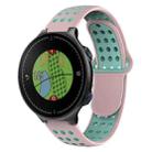 For Garmin Approach S5 Two-Color Punched Breathable Silicone Watch Band(Pink+Teal) - 1