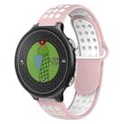 For Garmin Approach S6 Two-Color Punched Breathable Silicone Watch Band(Pink+White) - 1