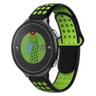 For Garmin Approach S6 Two-Color Punched Breathable Silicone Watch Band(Black+Green) - 1