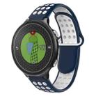 For Garmin Approach S6 Two-Color Punched Breathable Silicone Watch Band(Midnight Blue + White) - 1