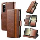 For Sony Xperia 5 IV CaseNeoSplicing Dual Magnetic Buckle Leather Phone Case(Brown) - 1