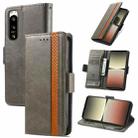 For Sony Xperia 5 IV CaseNeoSplicing Dual Magnetic Buckle Leather Phone Case(Gray) - 1
