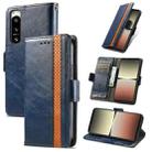 For Sony Xperia 5 IV CaseNeoSplicing Dual Magnetic Buckle Leather Phone Case(Blue) - 1