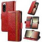 For Sony Xperia 5 IV CaseNeoSplicing Dual Magnetic Buckle Leather Phone Case(Red) - 1