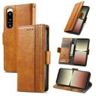 For Sony Xperia 5 IV CaseNeoSplicing Dual Magnetic Buckle Leather Phone Case(Khaki) - 1