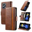 For Xiaomi Redmi Note 11T CaseNeoSplicing Dual Magnetic Buckle Leather Phone Case(Brown) - 1