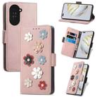 For Huawei Nova 10 Pro Stereoscopic Flowers Leather Phone Case(Rose Gold) - 1