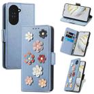 For Huawei Nova 10 Stereoscopic Flowers Leather Phone Case(Blue) - 1