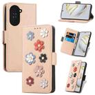 For Huawei Nova 10 Stereoscopic Flowers Leather Phone Case(Khaki) - 1