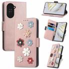 For Huawei Nova 10 Stereoscopic Flowers Leather Phone Case(Rose Gold) - 1