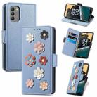 For Nokia G400 Stereoscopic Flowers Leather Phone Case(Blue) - 1