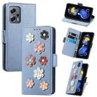 For Xiaomi Redmi Note 11T Stereoscopic Flowers Leather Phone Case(Blue) - 1