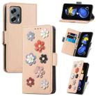 For Xiaomi Redmi Note 11T Stereoscopic Flowers Leather Phone Case(Khaki) - 1