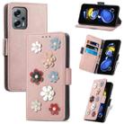 For Xiaomi Redmi Note 11T Stereoscopic Flowers Leather Phone Case(Rose Gold) - 1