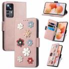 For Xiaomi 12T / Redmi K50 Ultra Stereoscopic Flowers Leather Phone Case(Rose Gold) - 1