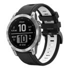 For Garmin Fenix 7 22mm Two-Color Sports Silicone Watch Band(Black+White) - 1