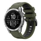 For Garmin Fenix 7 22mm Two-Color Sports Silicone Watch Band(Army Green + Black) - 1