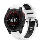 For Garmin Fenix 7 Solar 22mm Two-Color Sports Silicone Watch Band(White+Black) - 1