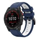 For Garmin Fenix 7 Solar 22mm Two-Color Sports Silicone Watch Band(Midnight Blue + White) - 1