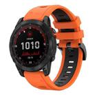 For Garmin Fenix 7 Solar 22mm Two-Color Sports Silicone Watch Band(Orange+Black) - 1