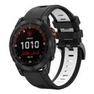 For Garmin Fenix 7 Solar 22mm Two-Color Sports Silicone Watch Band(Black+White) - 1