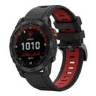 For Garmin Fenix 7 Solar 22mm Two-Color Sports Silicone Watch Band(Black+Red) - 1