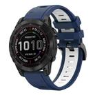 For Garmin Fenix 7 Sapphire Solar 22mm Two-Color Sports Silicone Watch Band(Midnight Blue + White) - 1
