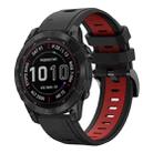 For Garmin Fenix 7 Sapphire Solar 22mm Two-Color Sports Silicone Watch Band(Black+Red) - 1