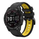 For Garmin Fenix 7 Sapphire Solar 22mm Two-Color Sports Silicone Watch Band(Black+Yellow) - 1