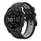 For Garmin Fenix 7 Sapphire Solar 22mm Two-Color Sports Silicone Watch Band(Black+Grey) - 1