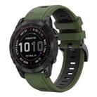 For Garmin Fenix 7 Sapphire Solar 22mm Two-Color Sports Silicone Watch Band(Army Green + Black) - 1