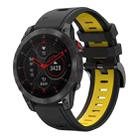 For Garmin EPIX Gen 2 22mm Two-Color Sports Silicone Watch Band(Black+Yellow) - 1