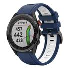 For Garmin Approach S62 22mm Two-Color Sports Silicone Watch Band(Midnight Blue + White) - 1