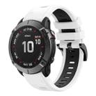 For Garmin Fenix 6 GPS 22mm Two-Color Sports Silicone Watch Band(White+Black) - 1