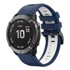 For Garmin Fenix 6 GPS 22mm Two-Color Sports Silicone Watch Band(Midnight Blue + White) - 1