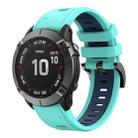 For Garmin Fenix 6 GPS 22mm Two-Color Sports Silicone Watch Band(Mint Green + Blue) - 1