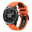 For Garmin Fenix 6 GPS 22mm Two-Color Sports Silicone Watch Band(Orange+Black) - 1