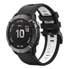 For Garmin Fenix 6 GPS 22mm Two-Color Sports Silicone Watch Band(Black+White) - 1