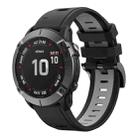For Garmin Fenix 6 GPS 22mm Two-Color Sports Silicone Watch Band(Black+Grey) - 1